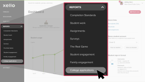 Left menu with Reports open, College Planning selected